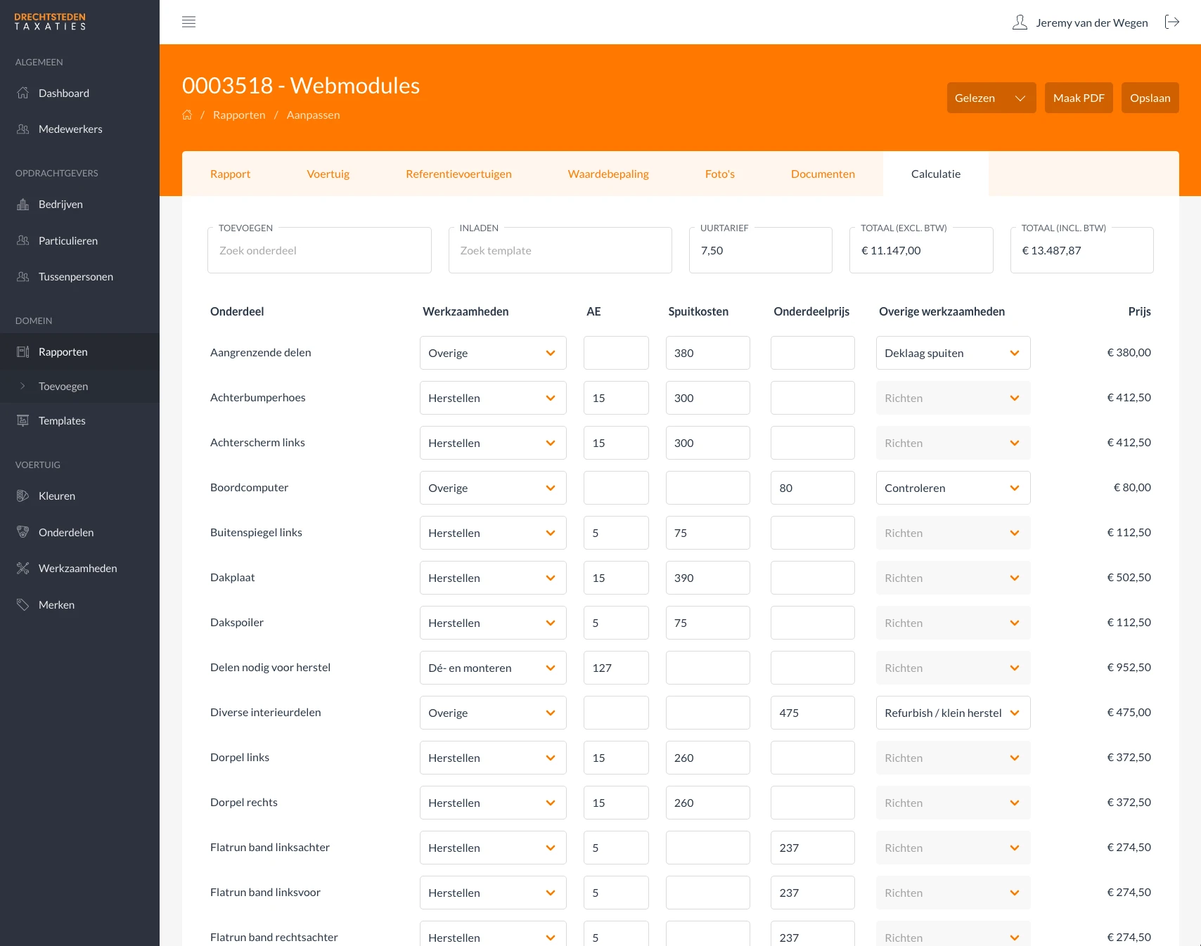 Drechtsteden Taxaties calculaties